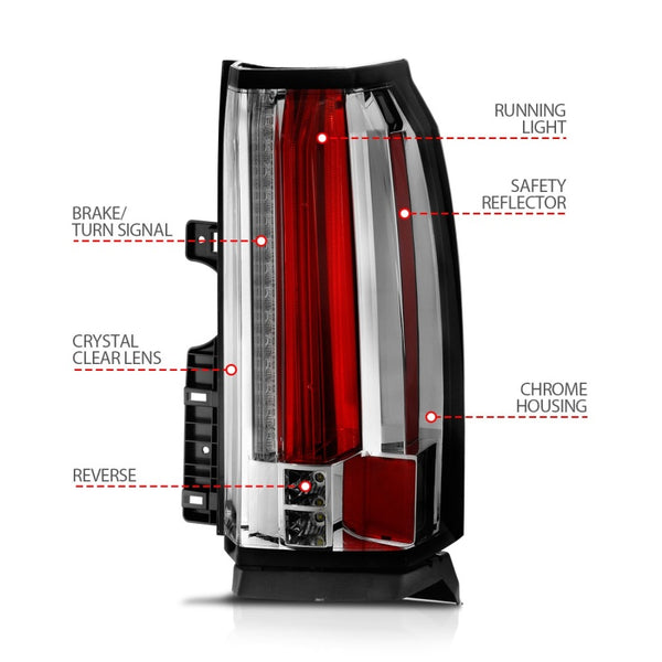 ANZO 2015-2020 Chevrolet Suburban/Tahoe LED Taillights Chrome