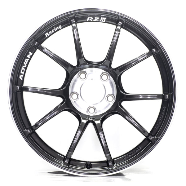 Advan RZIII 18x9.5 / +45 Offset / 5x100 BC / 63mm Bore / Black Gun Metallic & Diamond Cut