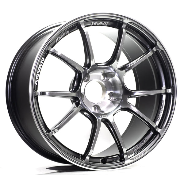 Advan RZIII 18x9.5 / +45 Offset / 5x120 BC / 72.5mm Bore / Hyper Platinum Black & Diamond Cut