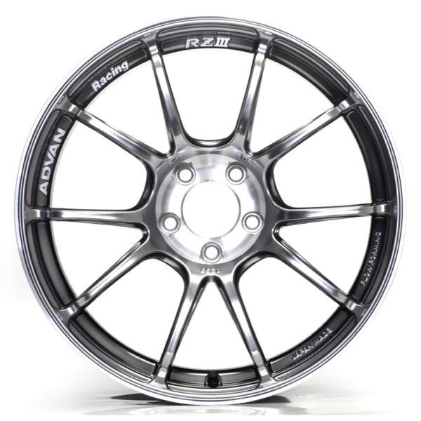Advan RZIII 18x9.0 / +35 Offset / 5x114.3 BC / 73mm Bore / Hyper Platinum Black & Diamond Cut