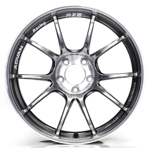 Advan RZIII 18x9.5 / +45 Offset / 5x100 BC / 63mm Bore / Hyper Platinum Black & Diamond Cut