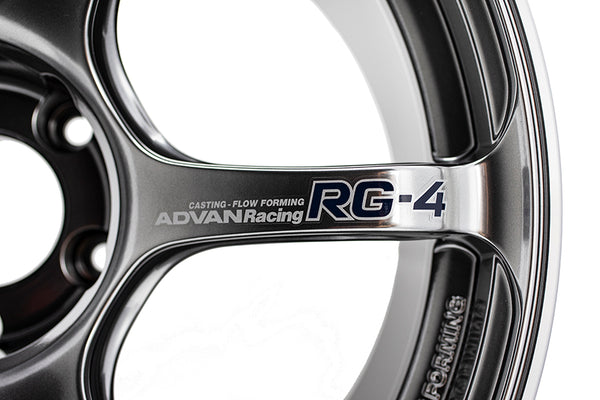 Advan RG-4 18x11 +15 5x114.3 Racing Hyper Black and Ring Wheel
