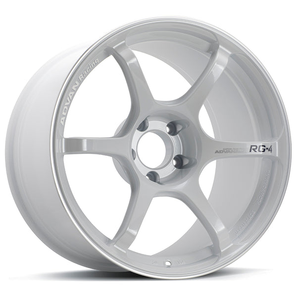 Advan RG-4 18x11.0 / +15 Offset / 5x114.3 / 73mm Bore / Racing White Metallic and Ring