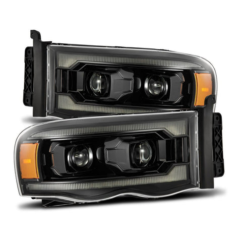 AlphaRex 2002 - 2005 Dodge Ram 1500 / 2003 - 2005 Ram 2500 / 3500 LUXX LED Projector Headlights Alpha Black w/Activ Light/Seq Signal
