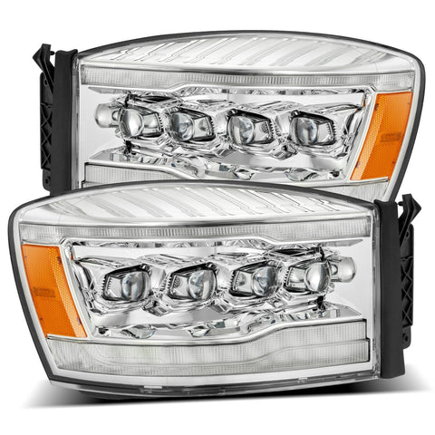 AlphaRex 2006 - 2009 Dodge Ram 1500 / 2500 / 3500 NOVA LED Proj Headlights Plank Style Blk w/Seq Signal/DRL/Amber LED