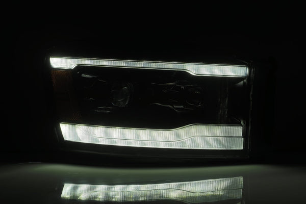 AlphaRex 2006 - 2008 Dodge Ram 1500 / 2500 / 3500 LUXX LED Projector Headlights Plank Style Alpha Blk w/Seq Signal/DRL