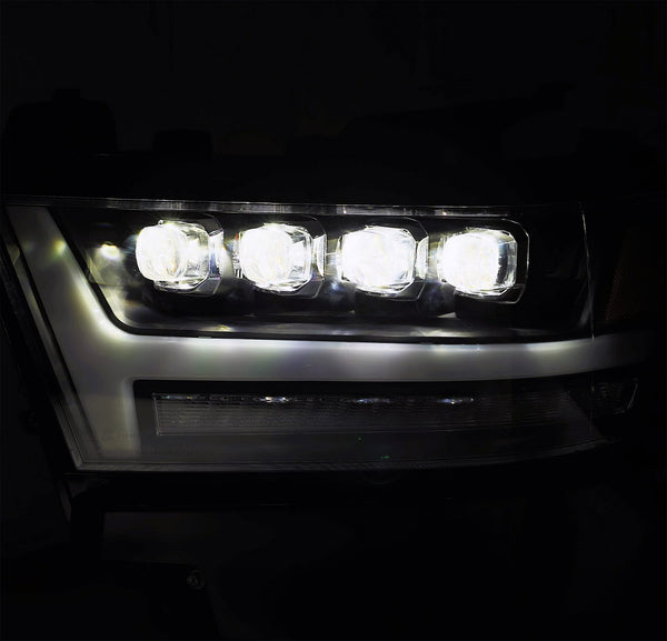 AlphaRex 2019 + Ram 1500 NOVA LED Proj Headlights Plank Style Gloss Blk w/Activ Lght/Seq Signal/DRL