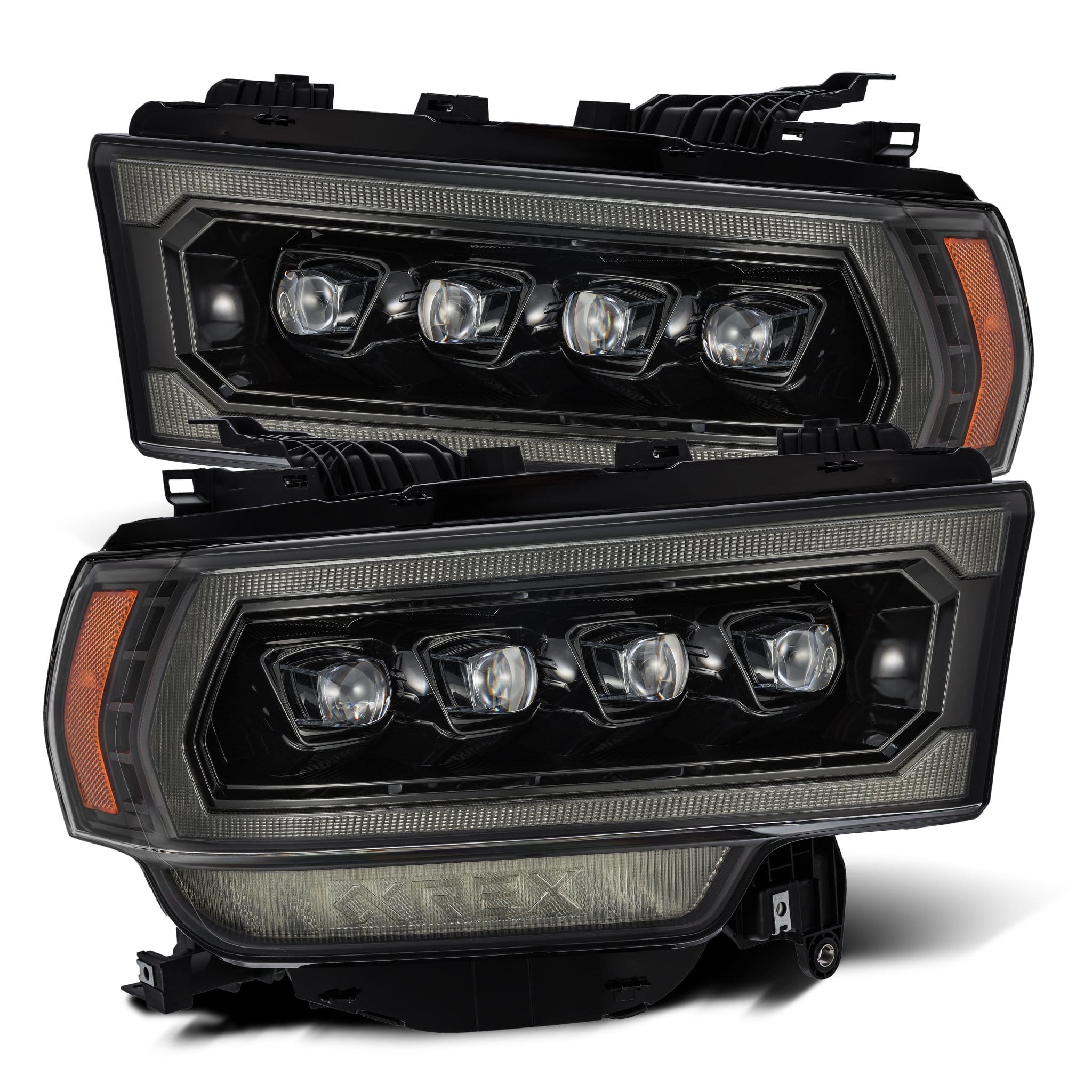 AlphaRex 2019  - 2024 Ram 2500 NOVA LED Proj Headlights Plank Style Alpha Blk w/Activ Light/Seq Signal/DRL