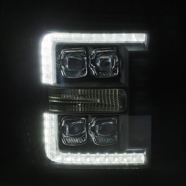 AlphaRex 2011 - 2016 Ford F-350 SD NOVA LED Proj Headlights Plank Style Alpha Blk w/Activ Light/Seq Signal