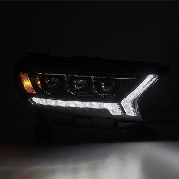 AlphaRex 2019 - 2022 Ford Ranger NOVA LED Proj Headlight Plnk Style Alpha Blk w/Activ Light/Seq Signal/DRL