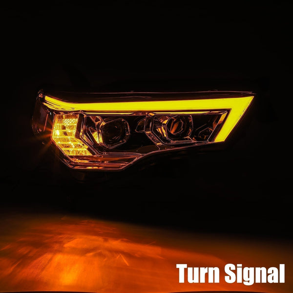 AlphaRex 2014 - 2022 Toyota 4Runner LUXX LED Proj Headlights Plank Style Black w/Activ Light/Seq Signal