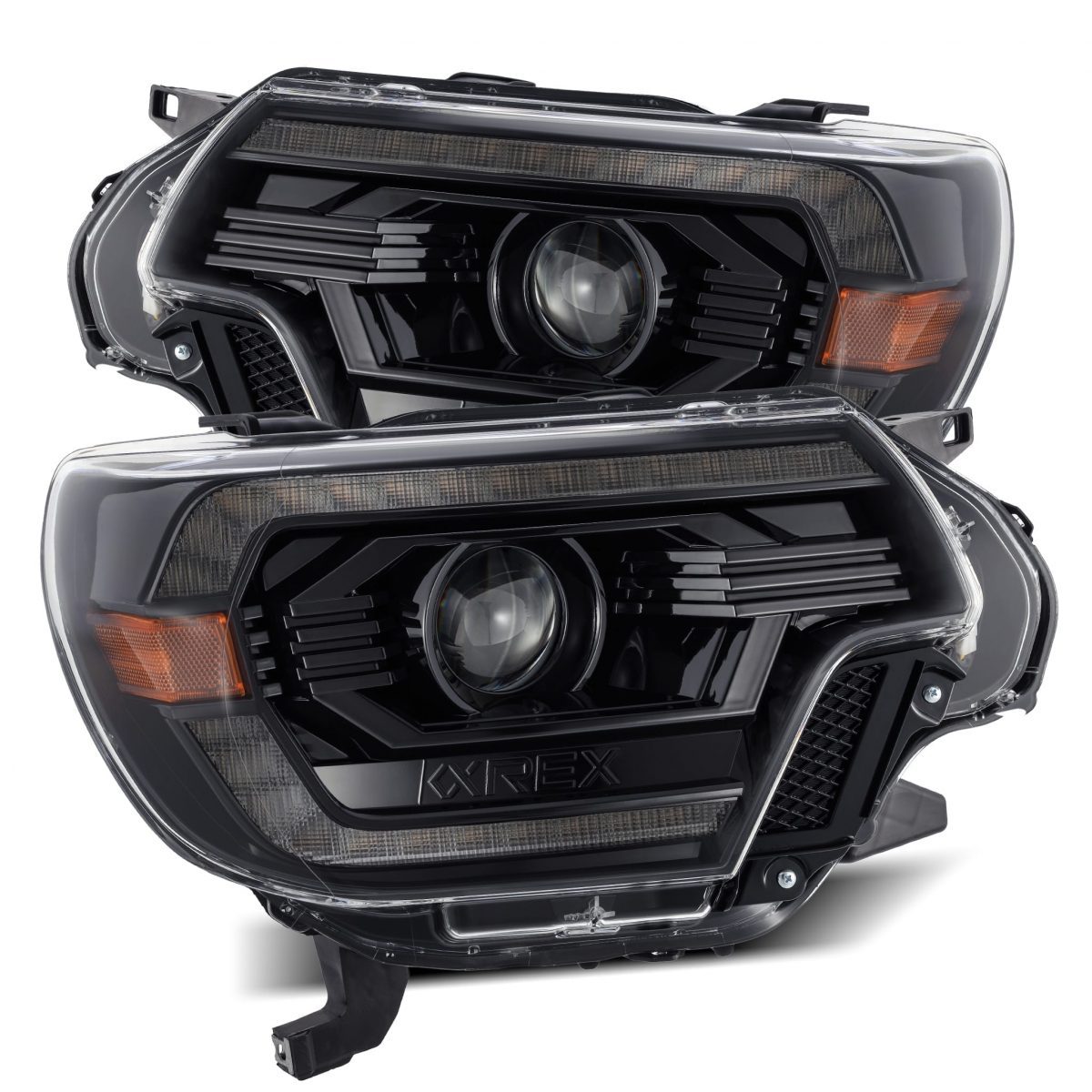 AlphaRex 2012 - 2015 Toyota Tacoma PRO-Series Projector Headlights Plank Style Alpha Black w/DRL