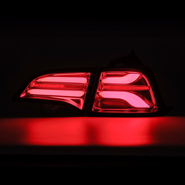 AlphaRex 2017 - 2022 Tesla Model 3 / 2020 - 2022 Model Y PRO-Series LED Tail Lights Red Smoke w/Seq Sig