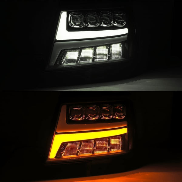 AlphaRex 2007 - 2014 Chevy Avalanche / Tahoe Suburban NOVA LED Proj Headlights Plank Style Gloss Black w/Activ Light/DRL