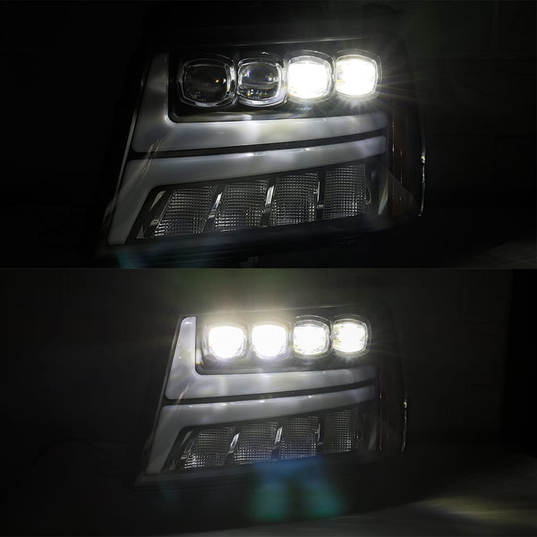 AlphaRex 2007 - 2014 Chevy Avalanche / Tahoe Suburban NOVA LED Proj Headlights Plank Style Gloss Black w/Activ Light/DRL