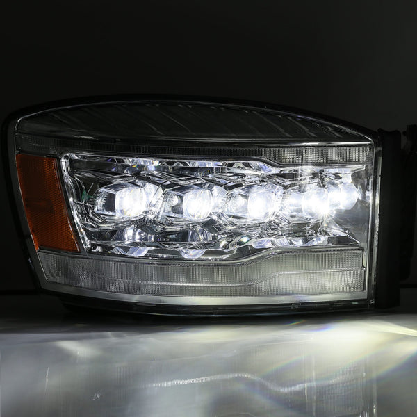 AlphaRex 2006 - 2009 Dodge Ram 1500 / 2500 / 3500 NOVA LED Proj Headlights Plank Style Blk w/Seq Signal/DRL/Amber LED