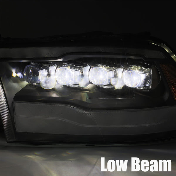 AlphaRex 2009 - 2018 Dodge Ram 1500 / 2500 / 3500 NOVA LED Projector Headlights Plank Style Design Alpha Black w/DRL