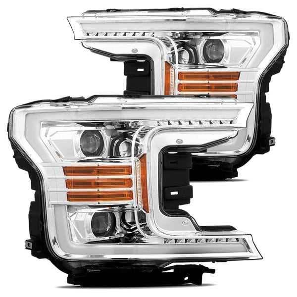 AlphaRex 2018 - 2020 Ford F-150 LUXX LED Proj Headlights Plank Style Chrome w/Activ Light/DRL