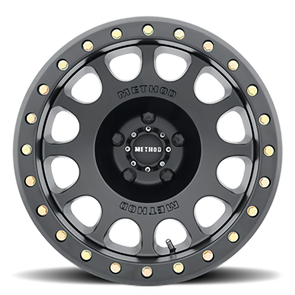 Method MR105 Beadlock 17x8.5 0mm Offset 5x5.5 ( 5x139.7) 108mm CB Matte Black w/BH-H24125 Wheel