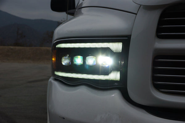 AlphaRex 2002 - 2005 Dodge Ram 1500 NOVA LED Projector Headlights Alpha Black w/Activ Light/Seq Signal