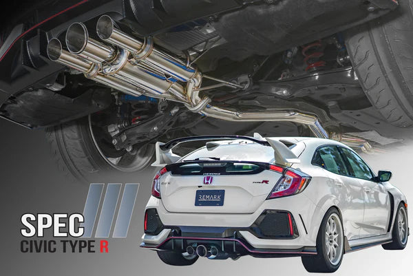 Remark Catback Exhaust 2017 - 2020 Honda Civic Type-R Spec III-Triple Tip Stainless Steel Tip Cover (Res)