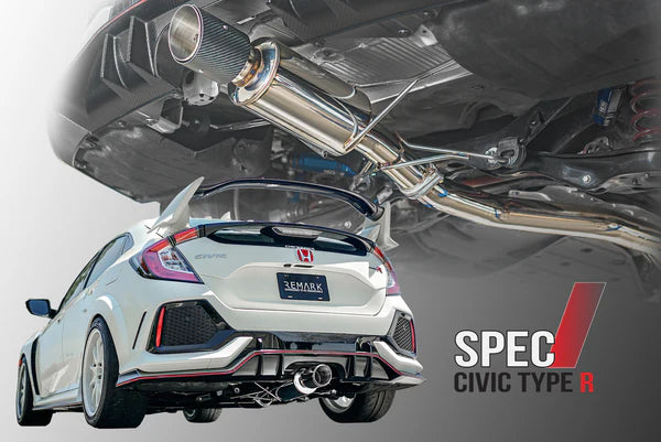Remark 2017 - 2021 Honda Civic Type R Cat-Back Exhaust Spec I w/Single Stainless Steel Tip / Carbon Cover