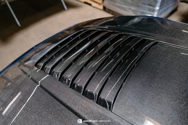 Anderson Composites 2024 + Ford Mustang S650 Double-Sided Carbon Fiber Hood