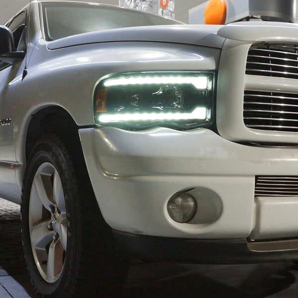 AlphaRex 2002 - 2005 Dodge Ram 1500 / 2003 - 2005  2500/3500 LUXX LED Proj Headlights Plank Style Chrome w/Activ Light/Seq Signal
