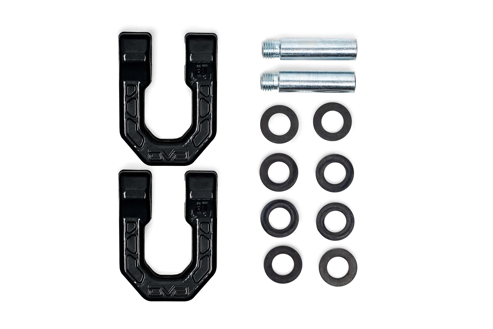 DV8 Offroad Elite Series D-Ring Shackles - Pair Black / Red / Gray / White