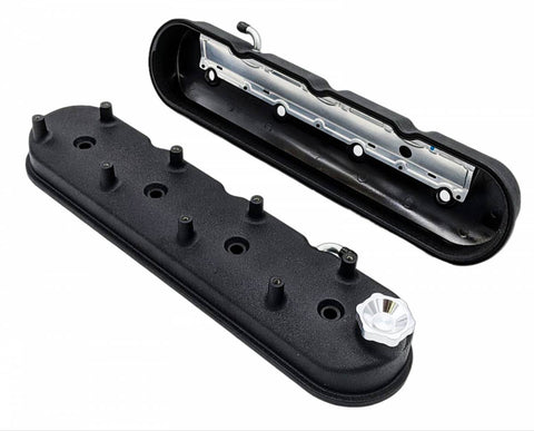 Granatelli 1996 - 2022 GM LS Tall Valve Cover w/Angled Coil Mounts - Black Wrinkle (Pair)