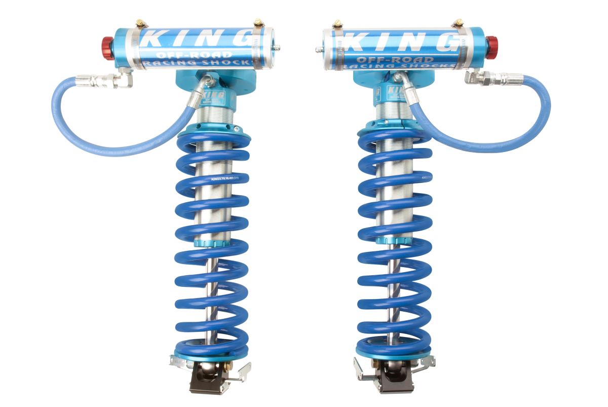 King Shocks 2005+ Ford F-250/F350/F450/F550 4WD Front 2.5 Dia Remote Res Coilover Conversion w/Adjuster (Pair)