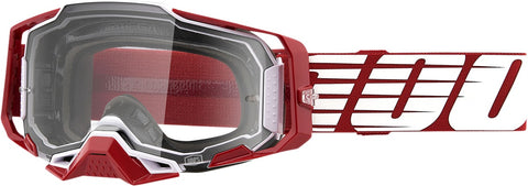 100% Armega Goggle Oversized Deep Red Clear