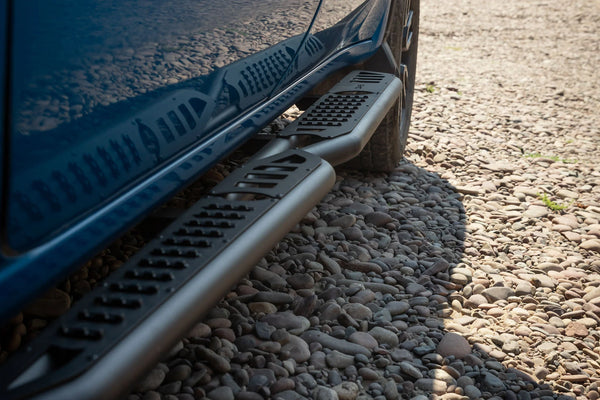 DV8 Offroad 2019 + GMC Sierra 1500 Crew Cab OE Plus Side Steps - Black Steel