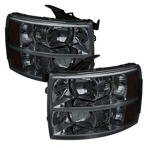 Xtune Chevy Silverado 2007 - 2013 1500 / 2007 - 2014 2500 HD / 3500 HD Crystal Headlights Smoked HD-JH-CS07-AM-SM