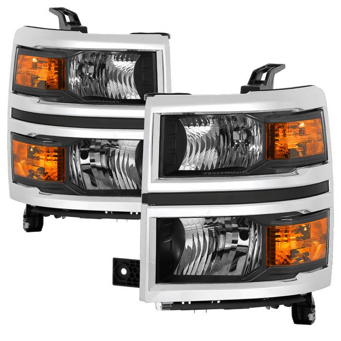 xTune 2014 - 2015 Chevy Silverado 1500 (New Body) OEM Style Headlights w/Trim (HD-JH-CS14-CC-BK)