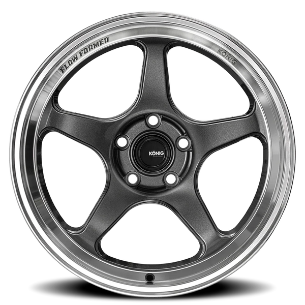 Konig Hyperspec 19x9A 5x112 ET42 Anthracite Metallic Wheel w/ Mirror Machined Lip (Knurled Bead)
