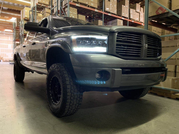 AlphaRex 2006 - 2008 Ram 1500 / 2500 / 3500 NOVA LED Proj Headlights Plnk Style Alpha Blk w/Seq Signal/DRL/Amber LED