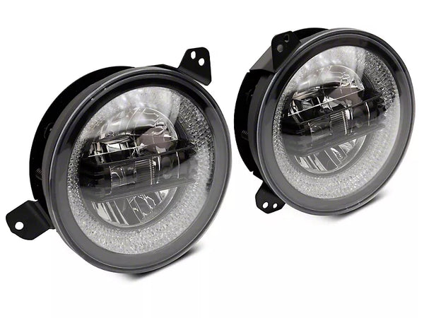 Raxiom 2018 + Jeep Wrangler JL/JT Axial 9-Inch LED Headlights w/RGB Halo- Blk Housing (Clear Lens)