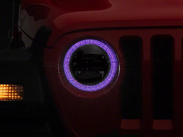 Raxiom 2018 + Jeep Wrangler JL/JT Axial 9-Inch LED Headlights w/RGB Halo- Blk Housing (Clear Lens)