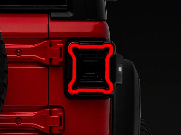 Raxiom 2018 + Jeep Wrangler JL Axial Series Plateau LED Tail Lights- Black Housing (Smoked Lens)