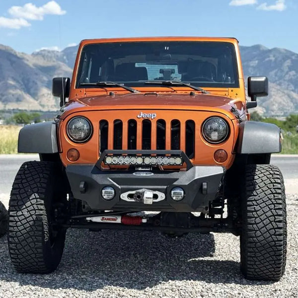 Rock Slide 2007 - 2018 Jeep Wrangler JK Big Sky Aluminum Stubby Front Bumper w/ Winch Plate