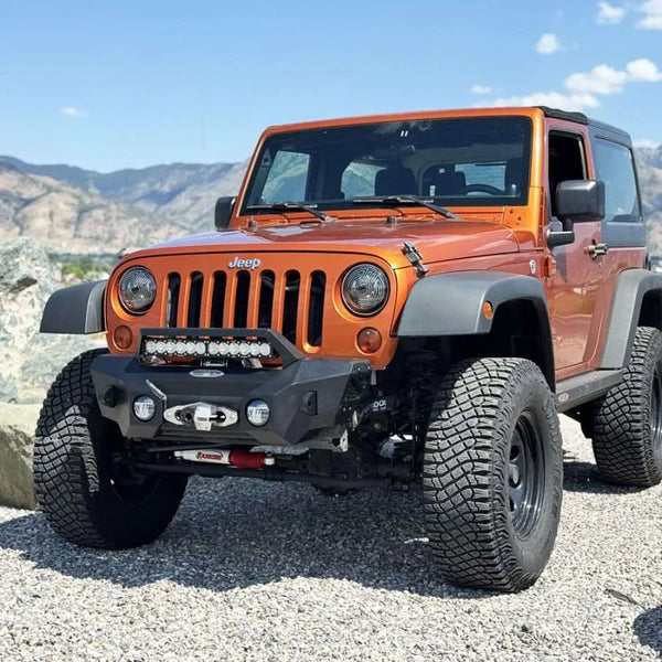 Rock Slide 2007 - 2018 Jeep Wrangler JK Big Sky Aluminum Stubby Front Bumper w/ Winch Plate
