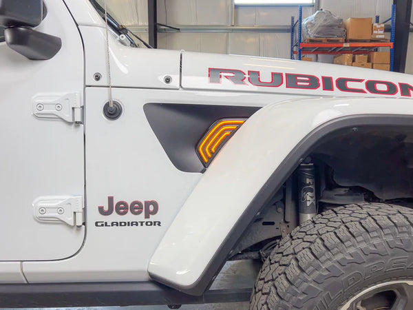 OLM LED Fender Vent Sequential Sidemarkers - 2018+ Jeep Wrangler JL