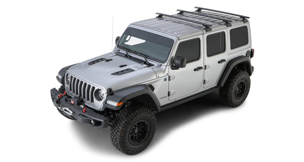 Rhino-Rack 2018 - 2023 Jeep Wrangler 4 Door SUV Vortex RCL 3 Bar Backbone Roof Rack - Black