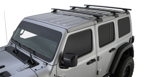 Rhino-Rack 2018 - 2023 Jeep Wrangler 4 Door SUV Vortex RCL 3 Bar Backbone Roof Rack - Black