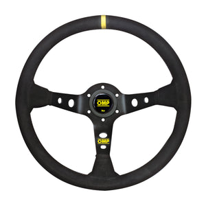 OMP Corsica Steering Wheel / 3 Black Dish Spokes - Small Suede (Black)