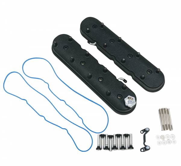 Granatelli 1996 - 2022 GM LS Tall Valve Cover w/Angled Coil Mounts - Black Wrinkle (Pair)