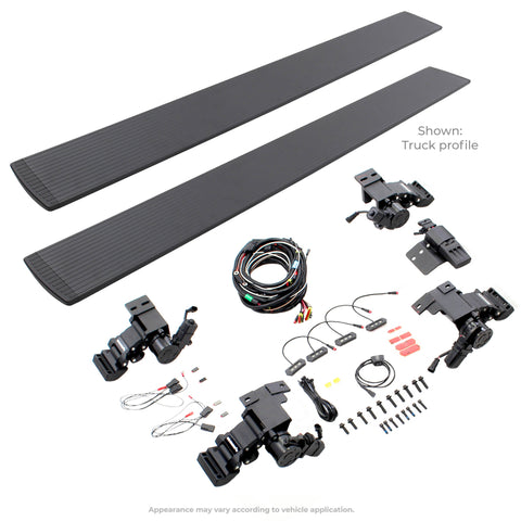 Go Rhino 2014 - 2018 Chevrolet Silverado 1500 DC 4dr E-BOARD E1 Electric Running Board Kit - Tex. Blk