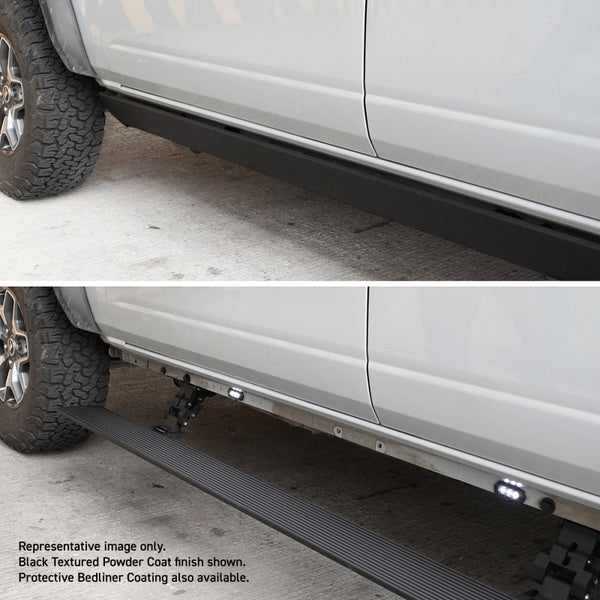 Go Rhino 2022 + Toyota Tundra CrewMax Cab 4dr E-BOARD E1 Electric Running Board Kit - Bedliner Coatng