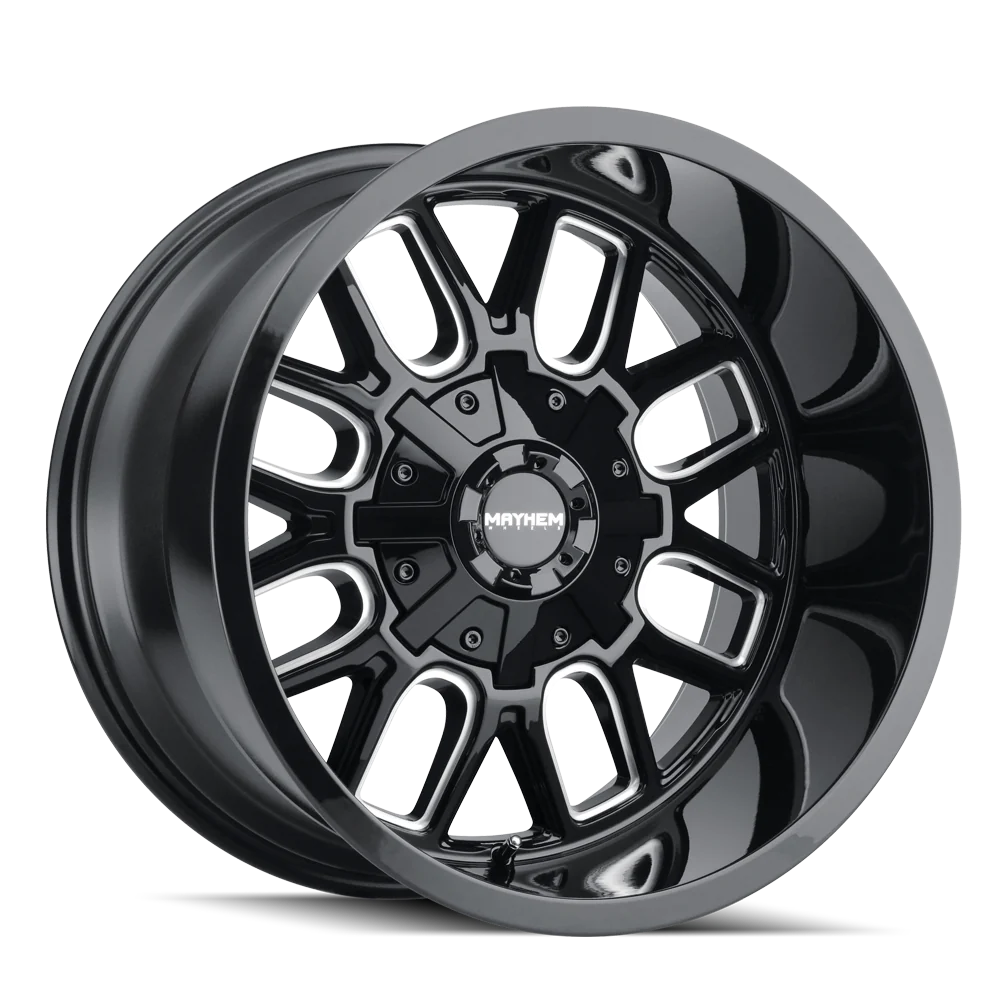 Mayhem 8107 Cogent 20x10 / 5x127 BP / -19mm Offset / 87.1mm Hub Black w/ Milled Spokes Wheel